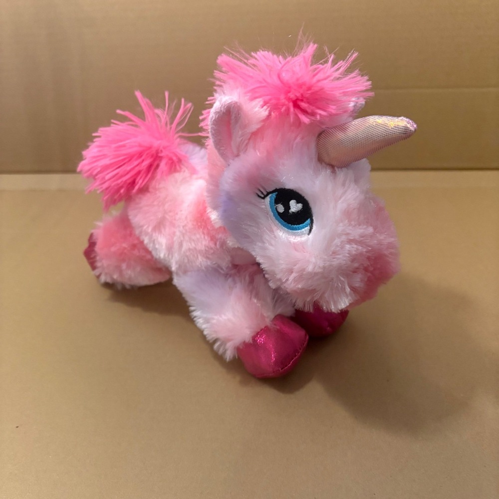 Pink Unicorn Plush Stuffed Animal Toms Toy International Pink Mane and Tail